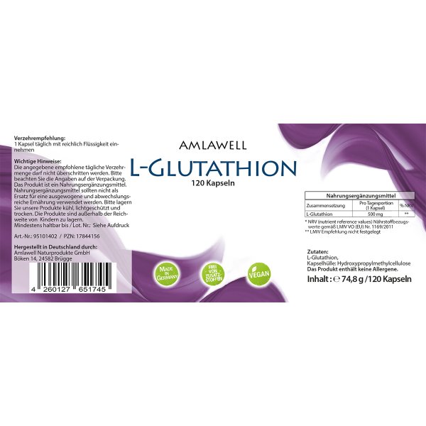 Amlawell L-Glutathion / 120 Kapseln
